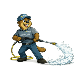 Sam, the PVS mascot beaver in crew uniform