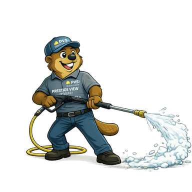 Sam, the PVS mascot beaver in crew uniform
