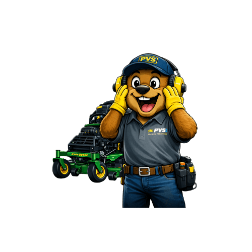 Sam, the PVS mascot beaver in crew uniform