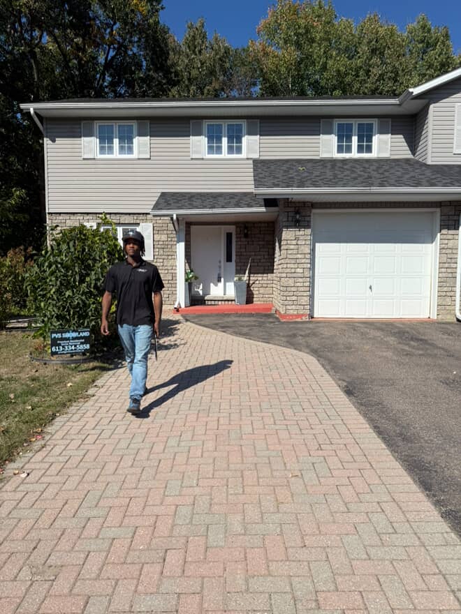 Professional snow removal service - completed residential driveway